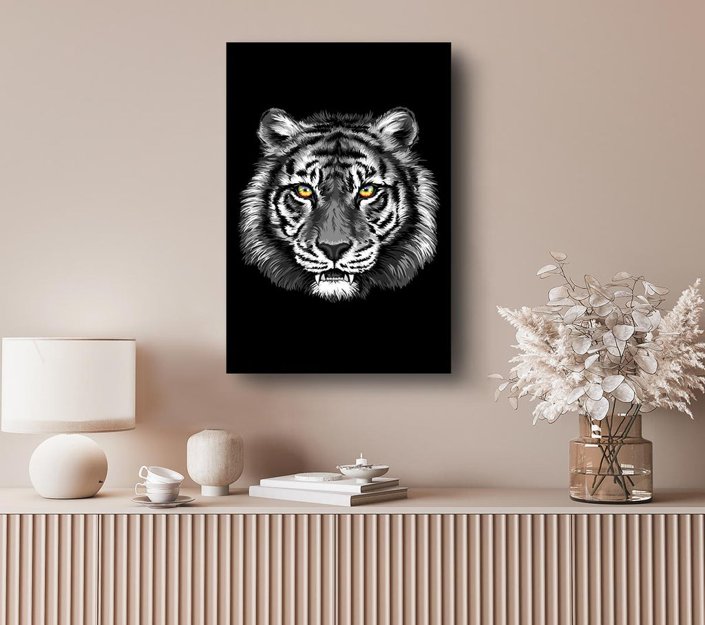 Picture of Orange Eyed Tiger Face Canvas Print Wall Art