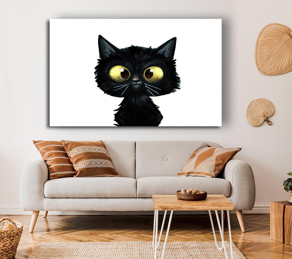 Picture of Funny Black Cat Canvas Print Wall Art