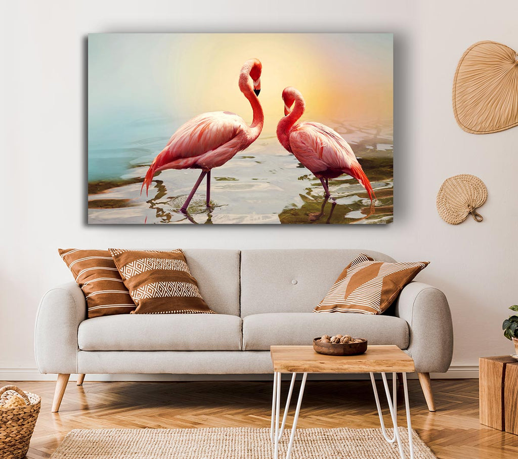 Picture of Flamingo Sunset Canvas Print Wall Art