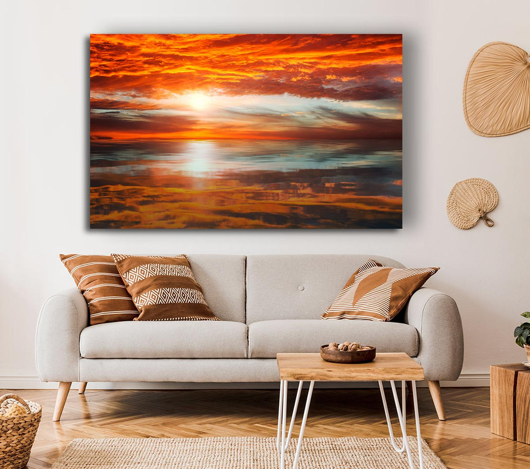 Picture of Reflections Of A Sunset Sky Canvas Print Wall Art