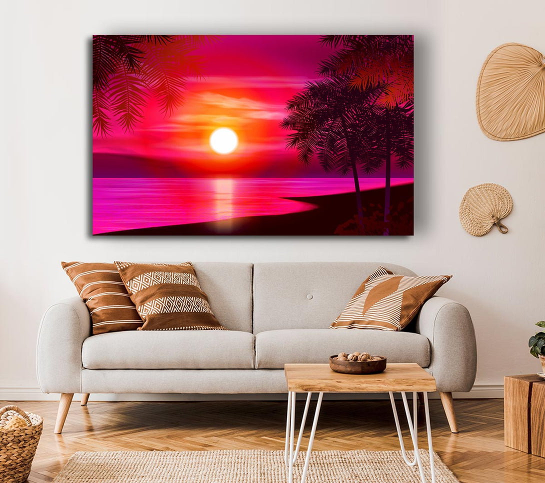 Picture of Pink Ocean Glow Canvas Print Wall Art