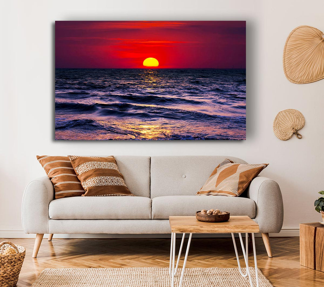 Picture of Golden Sunset Ocean Canvas Print Wall Art