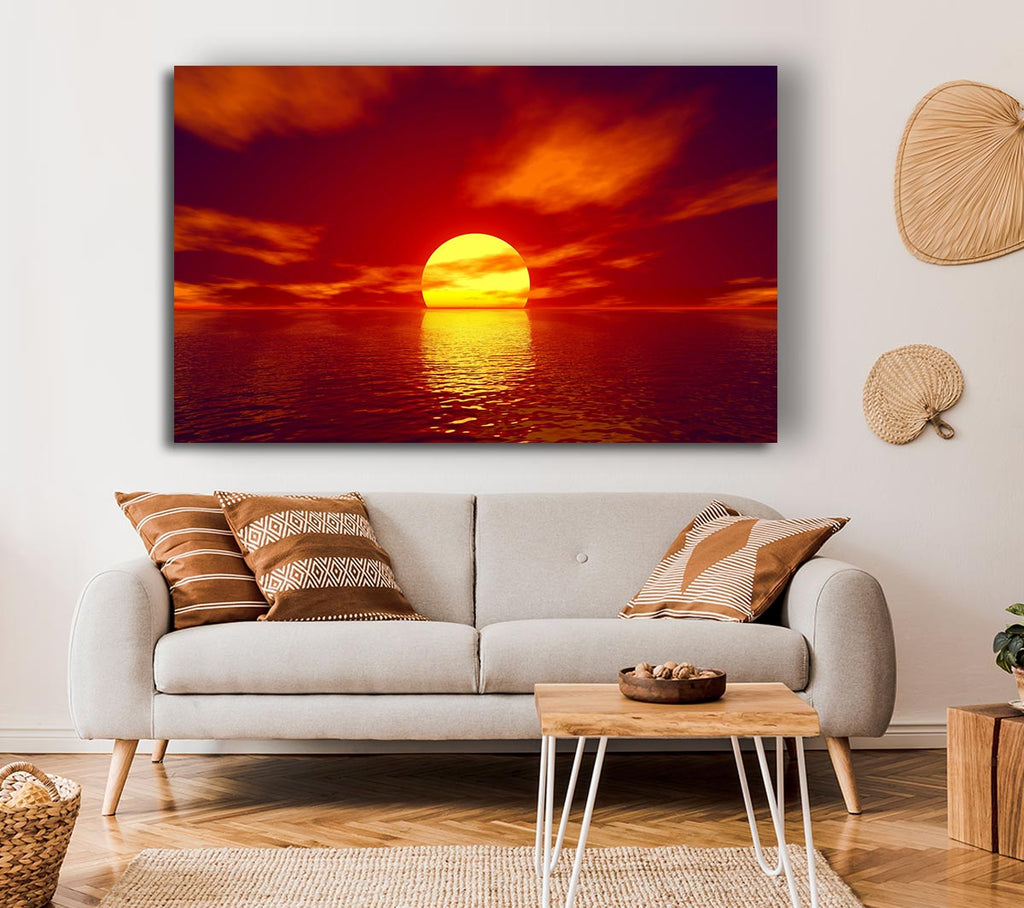 Picture of Golden Sun In The Red Sky Canvas Print Wall Art