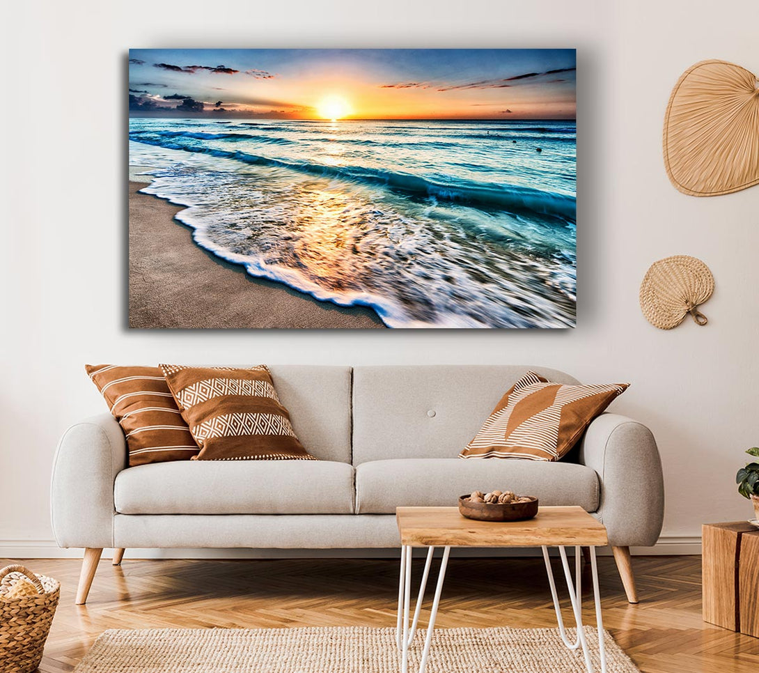 Picture of Sunset Ocean Movement Canvas Print Wall Art