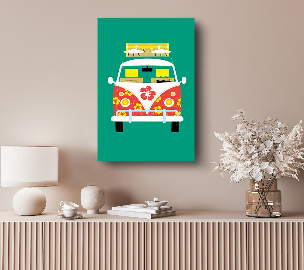 Picture of VW Camper Van Hippy Canvas Print Wall Art
