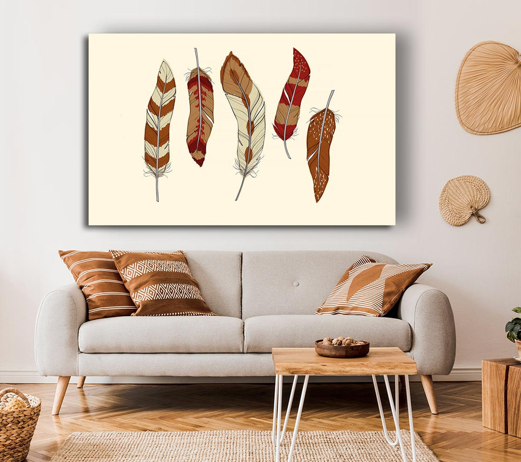 Picture of Red Indian Feathers Canvas Print Wall Art