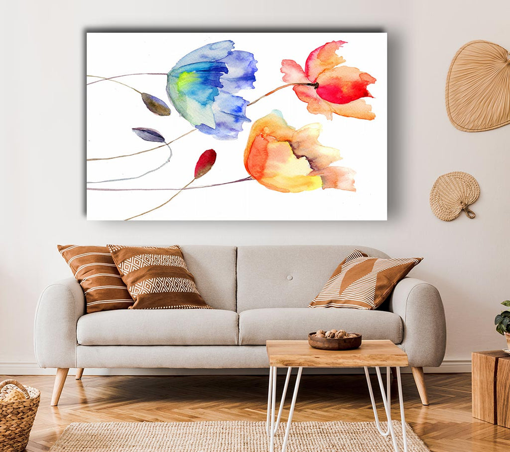 Picture of Poppy Watercolour Canvas Print Wall Art
