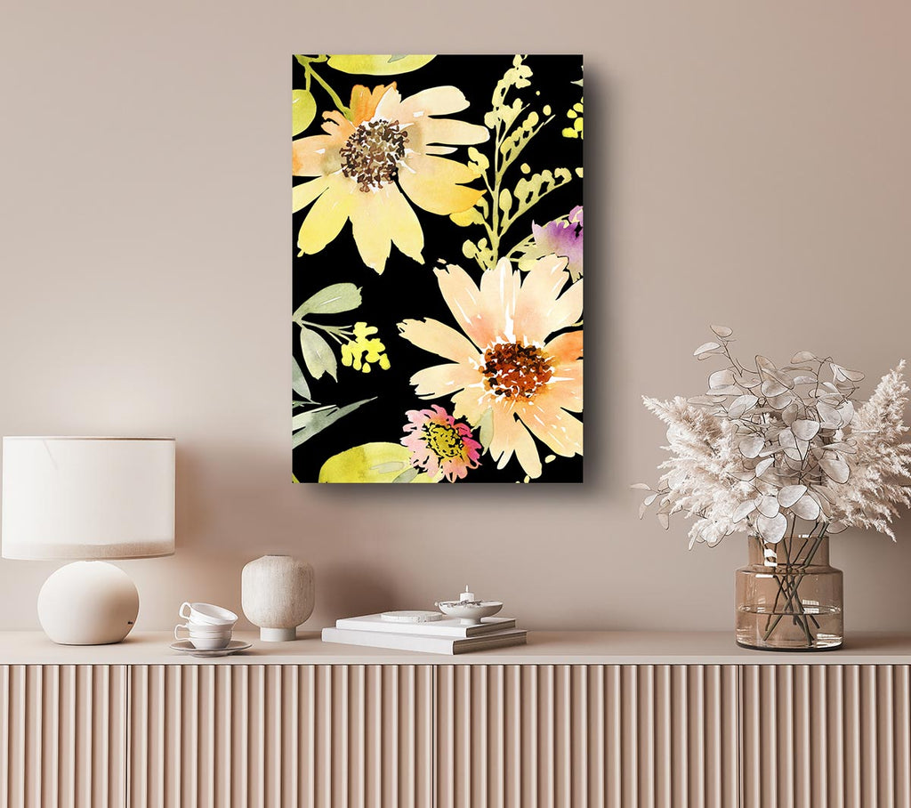 Picture of Large Golden Petals Canvas Print Wall Art