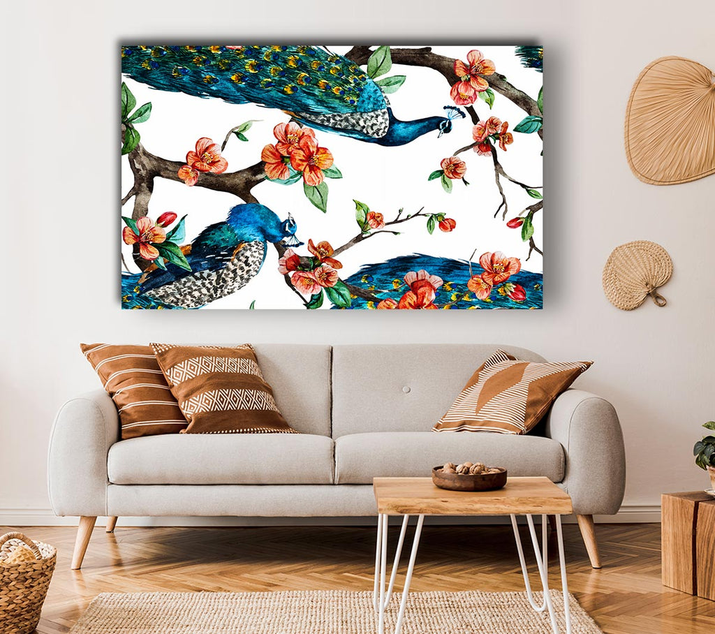 Picture of Peacock Branches Canvas Print Wall Art