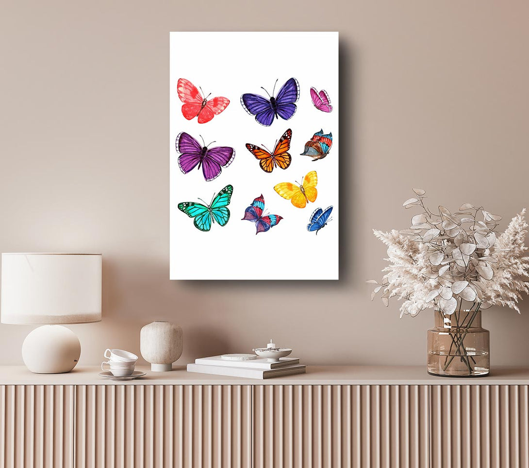 Picture of Rainbow Butterflies Canvas Print Wall Art