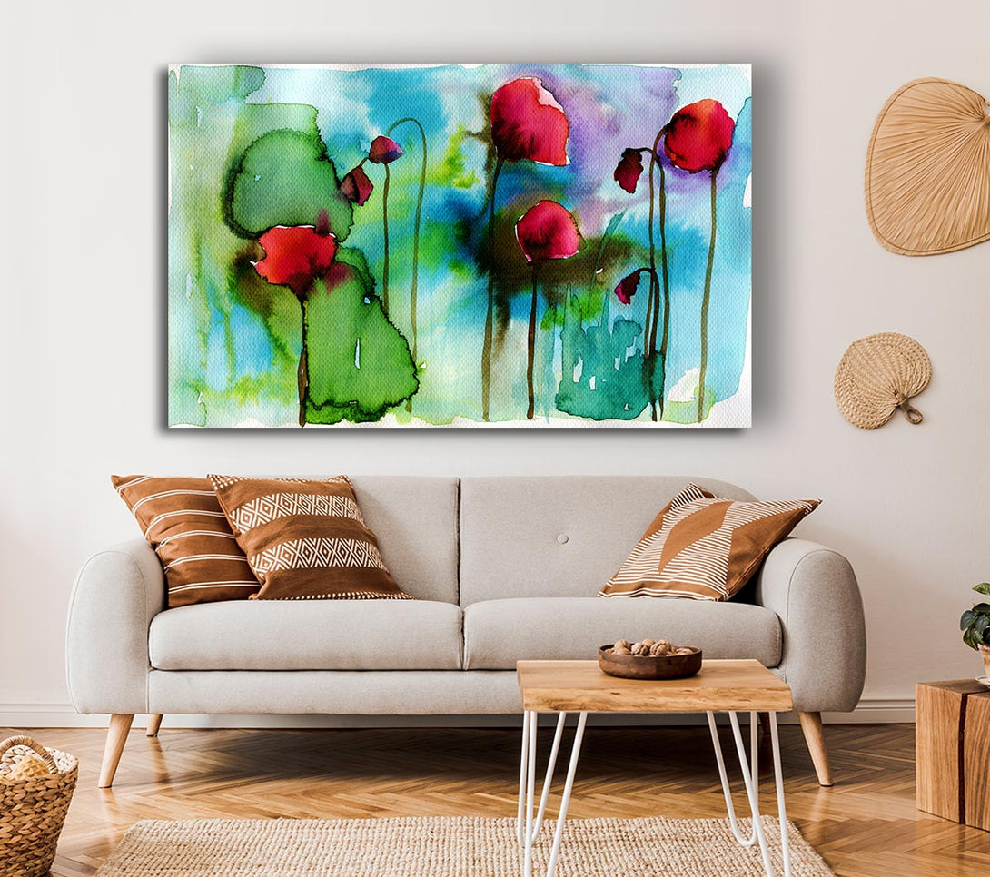 Picture of Watercolour Poppies Canvas Print Wall Art