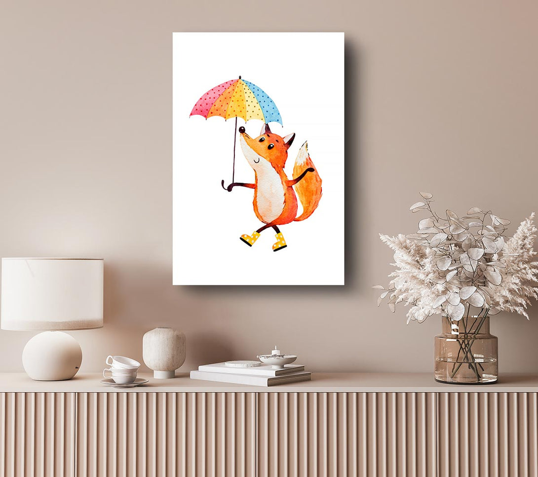 Picture of Foxy In The Rain Canvas Print Wall Art