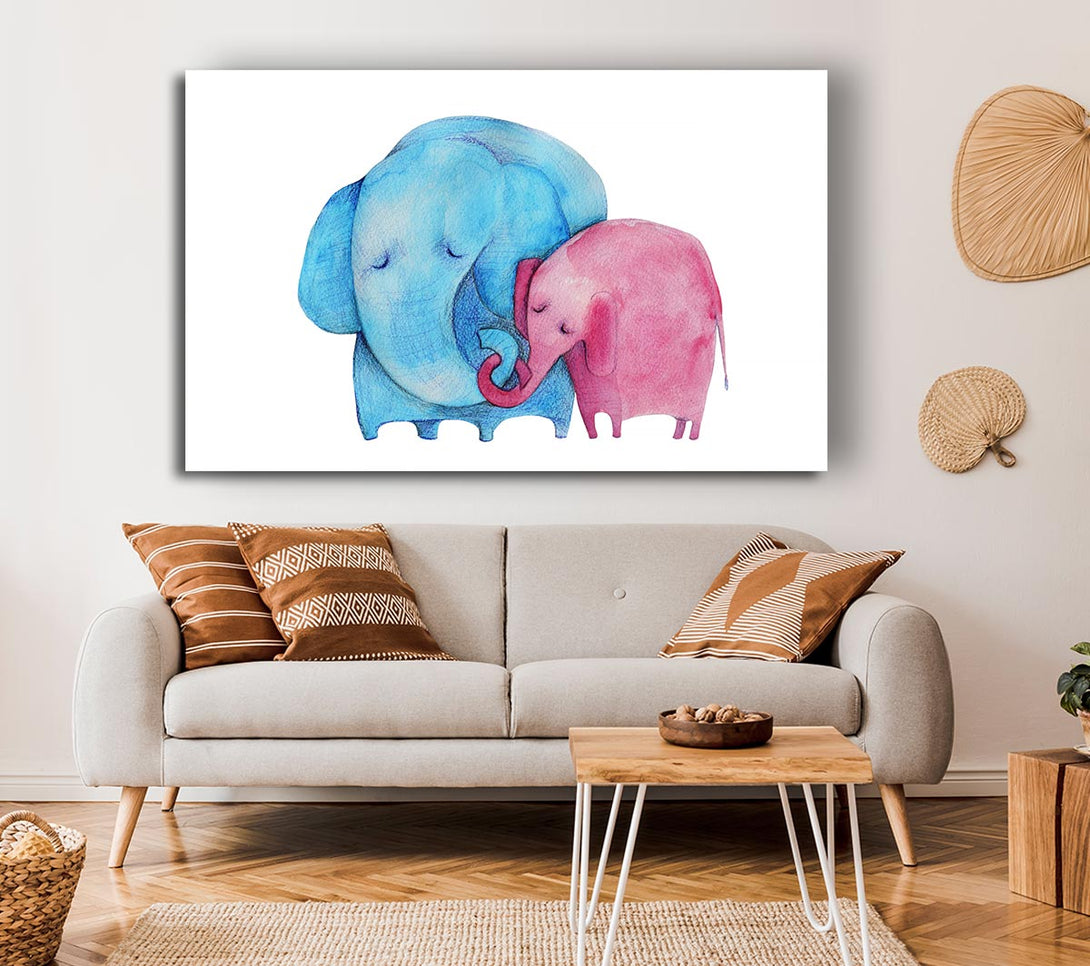 Picture of Mother And Baby Elephant Canvas Print Wall Art