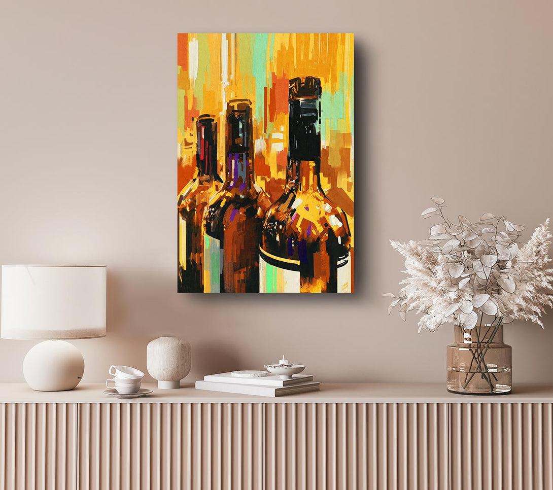 Picture of Retro Wine Bottles Canvas Print Wall Art