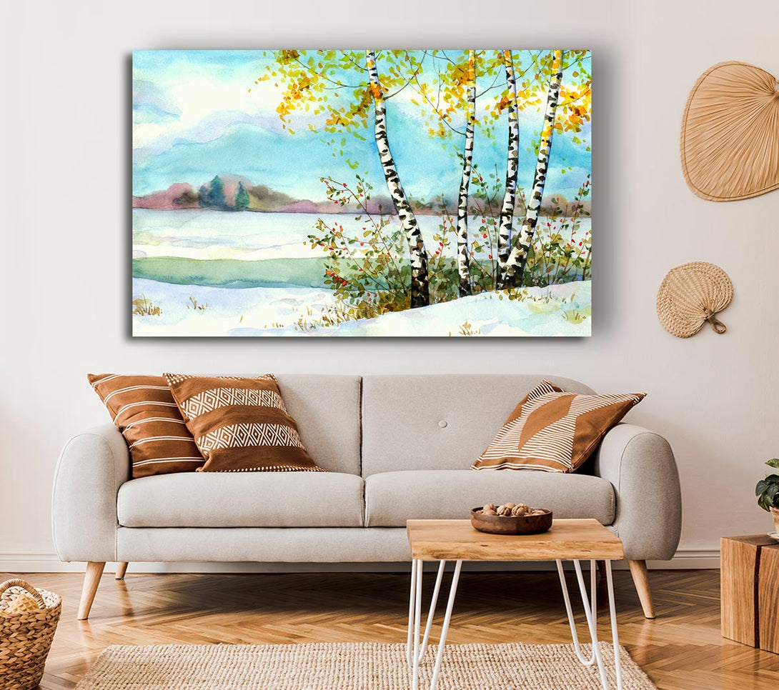 Picture of Silver Birch Winter Canvas Print Wall Art