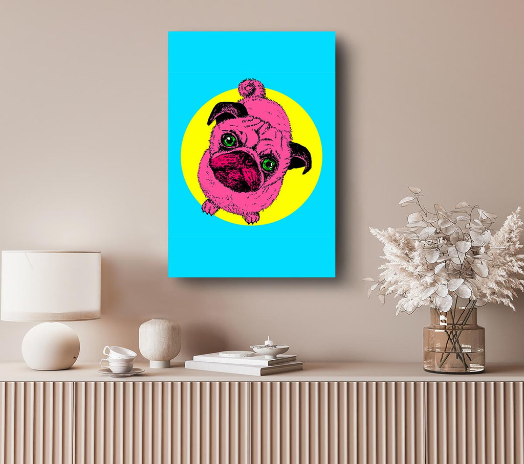 Picture of Pug Dog Pink Canvas Print Wall Art