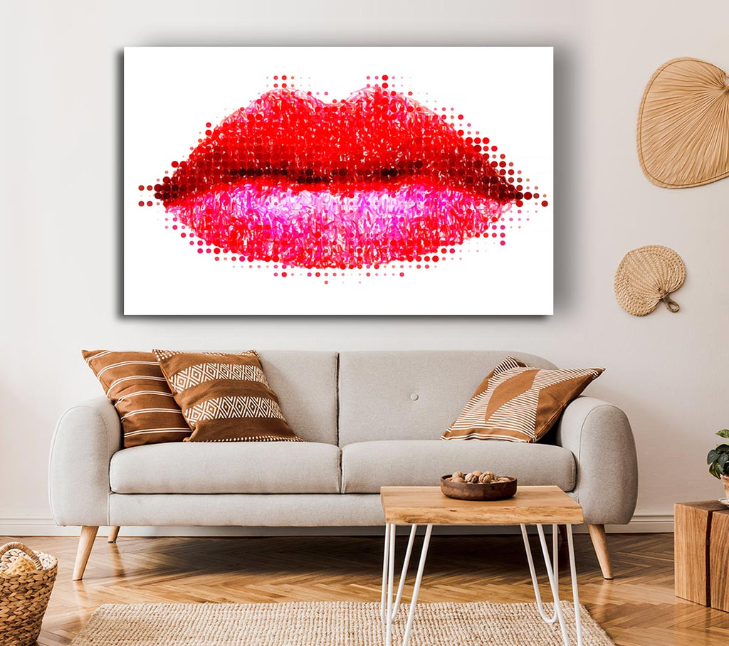 Picture of Dot To Dot Lips Canvas Print Wall Art