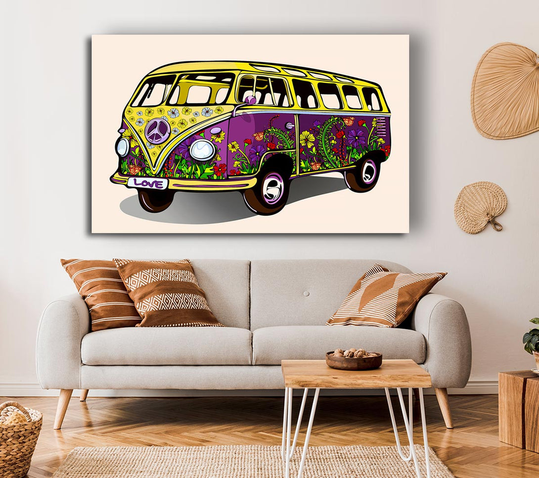 Picture of Flower Power VW Camper Van Canvas Print Wall Art