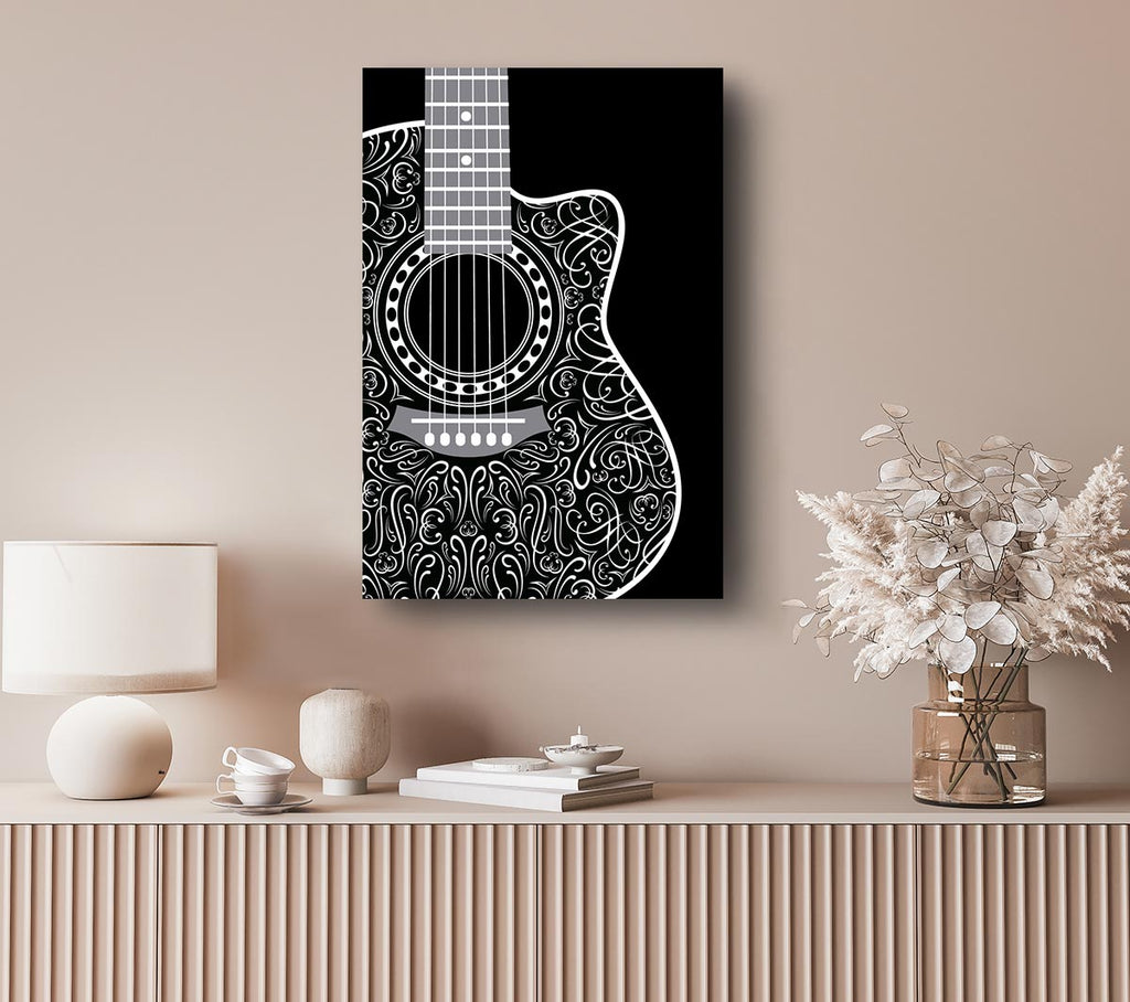 Picture of Beautiful Acoustic Guitar Canvas Print Wall Art