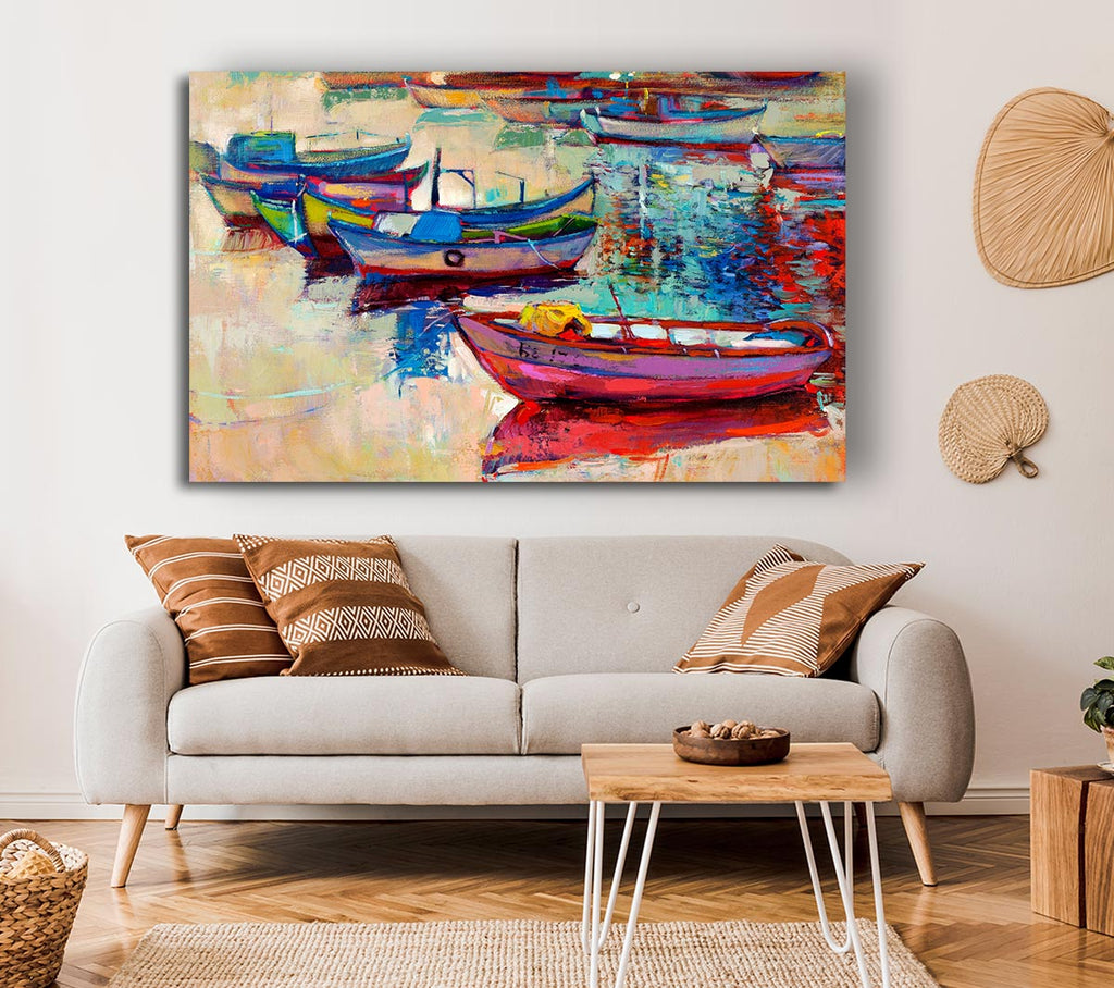 Picture of Colourful Boats On The Water Canvas Print Wall Art