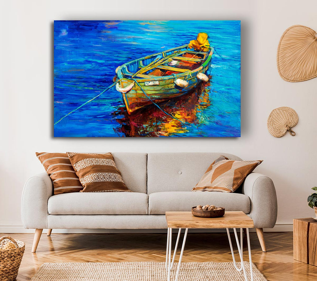 Picture of Rowing Boat Blues Canvas Print Wall Art