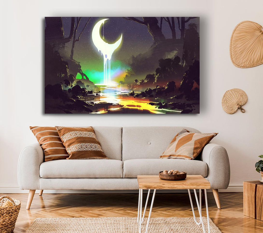 Picture of Lava Moon Melting Into The River Canvas Print Wall Art