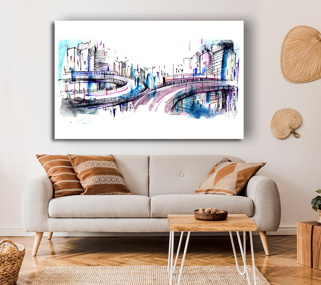 Picture of Ring Roads Through The City Canvas Print Wall Art