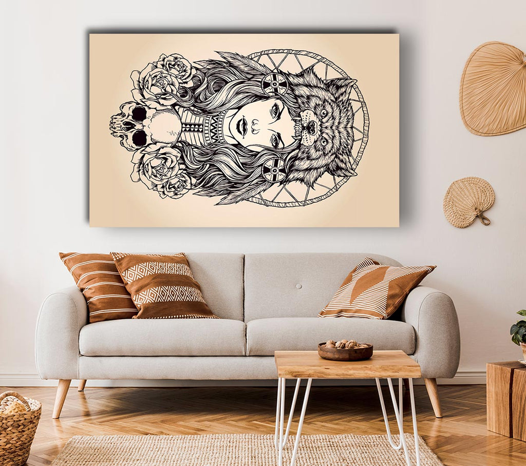 Picture of Indian Bear Woman Canvas Print Wall Art