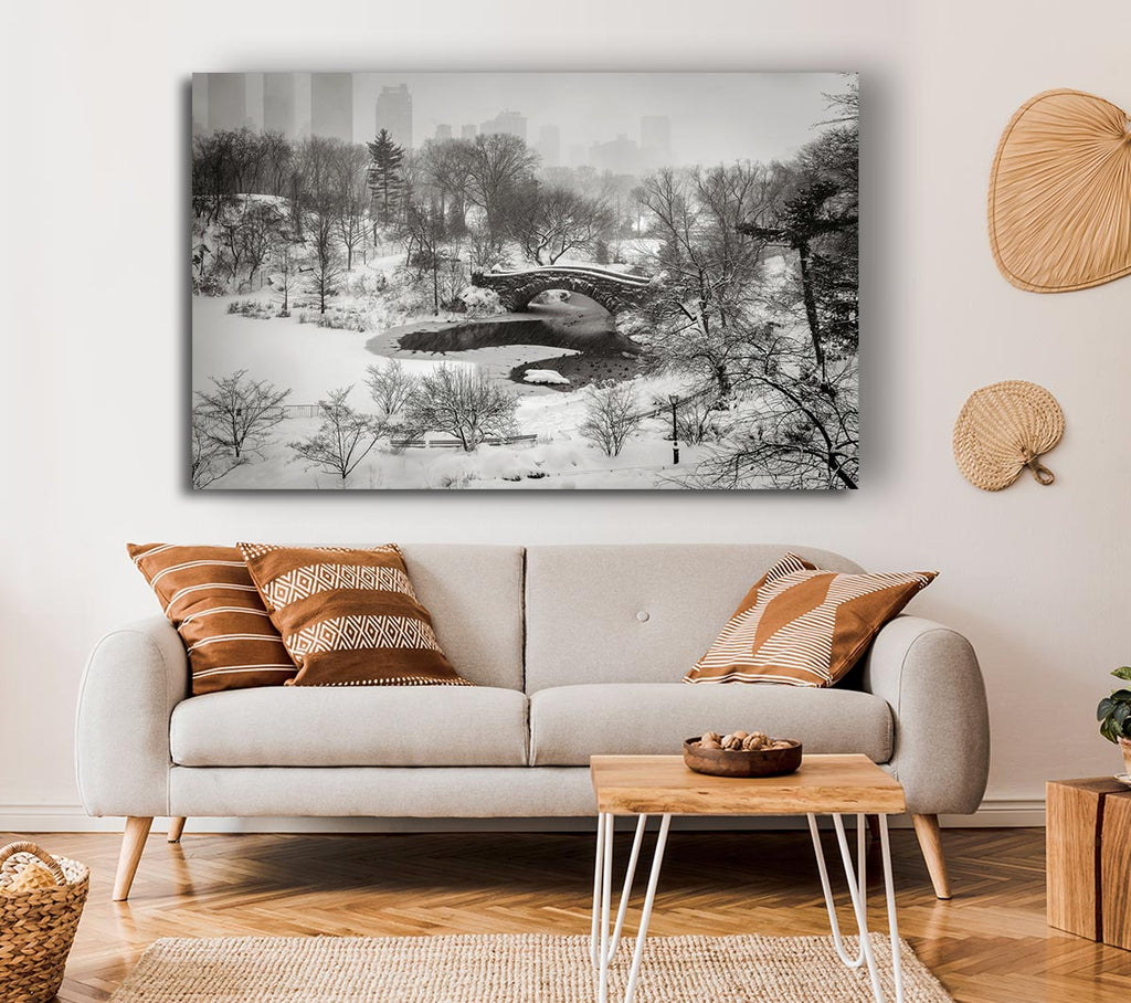 Picture of Snowing In Central Park Canvas Print Wall Art