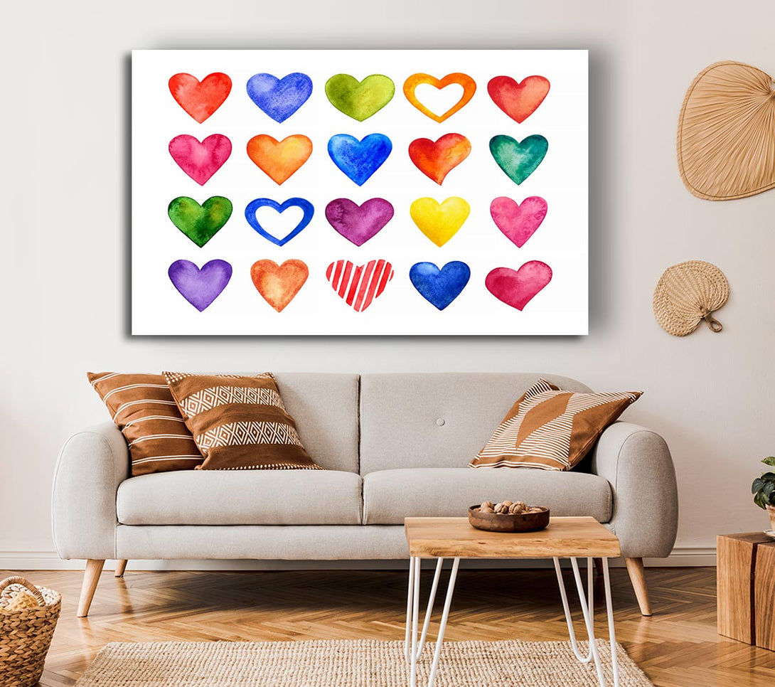 Picture of Colourful hearts Canvas Print Wall Art