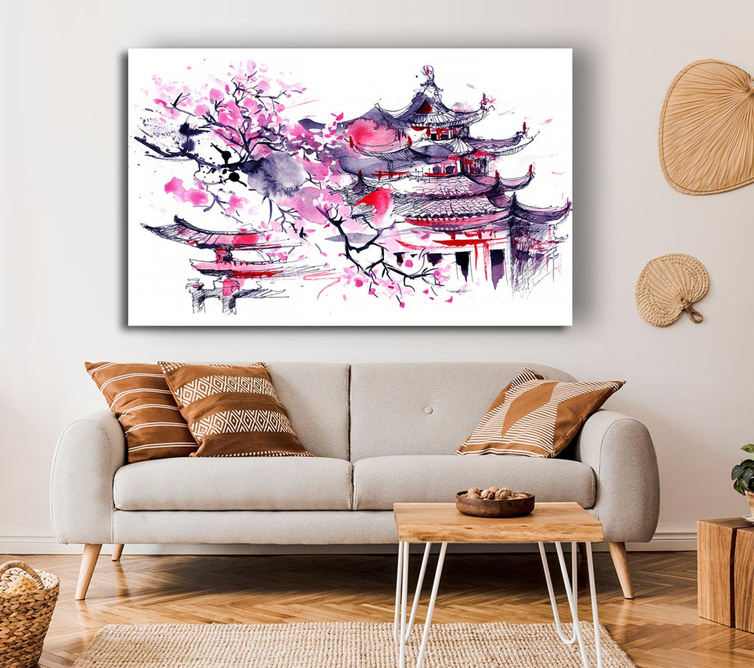 Picture of Chinese Village Red And Canvas Print Wall Art