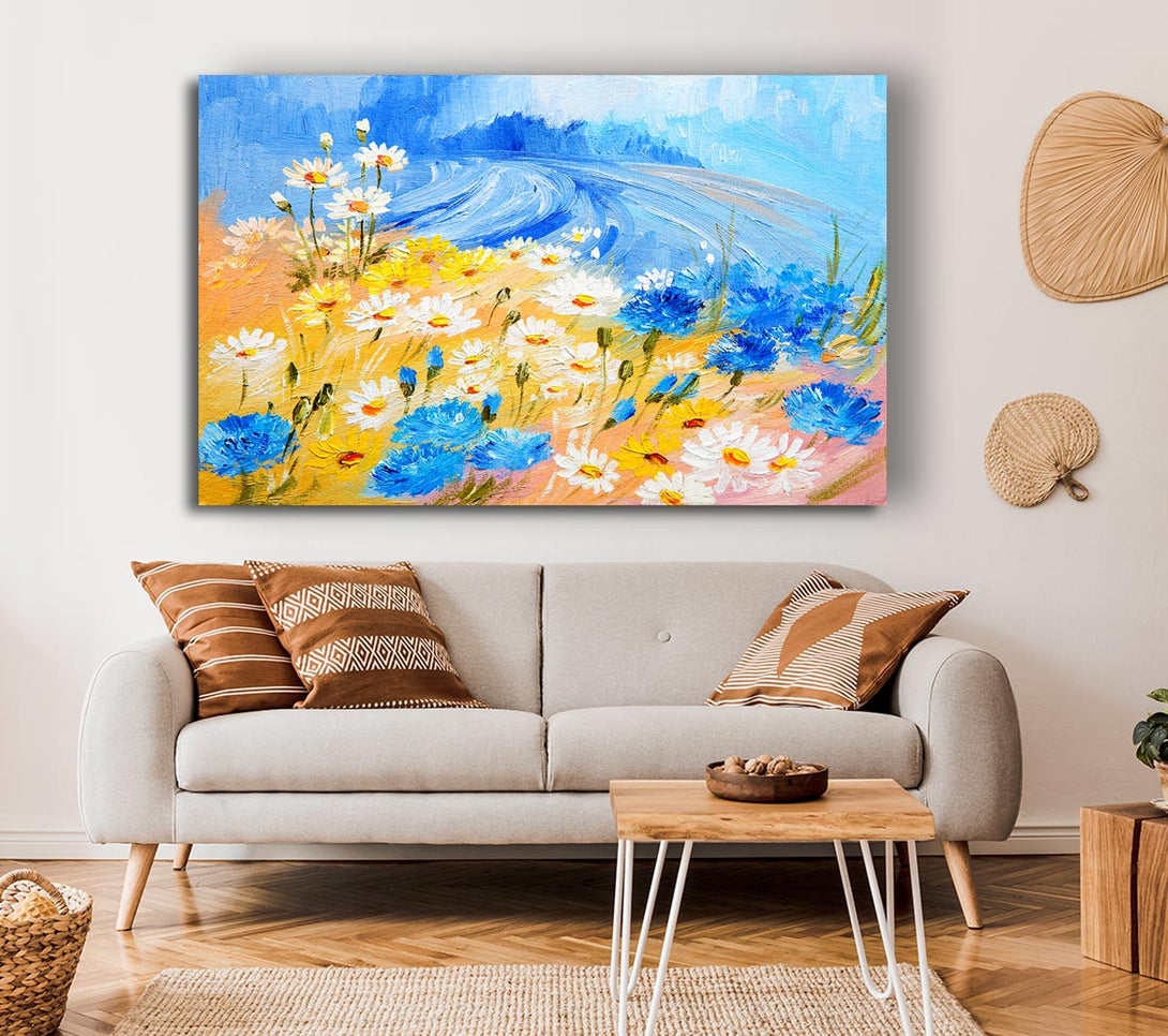 Picture of Daisy Yellow Blues Canvas Print Wall Art