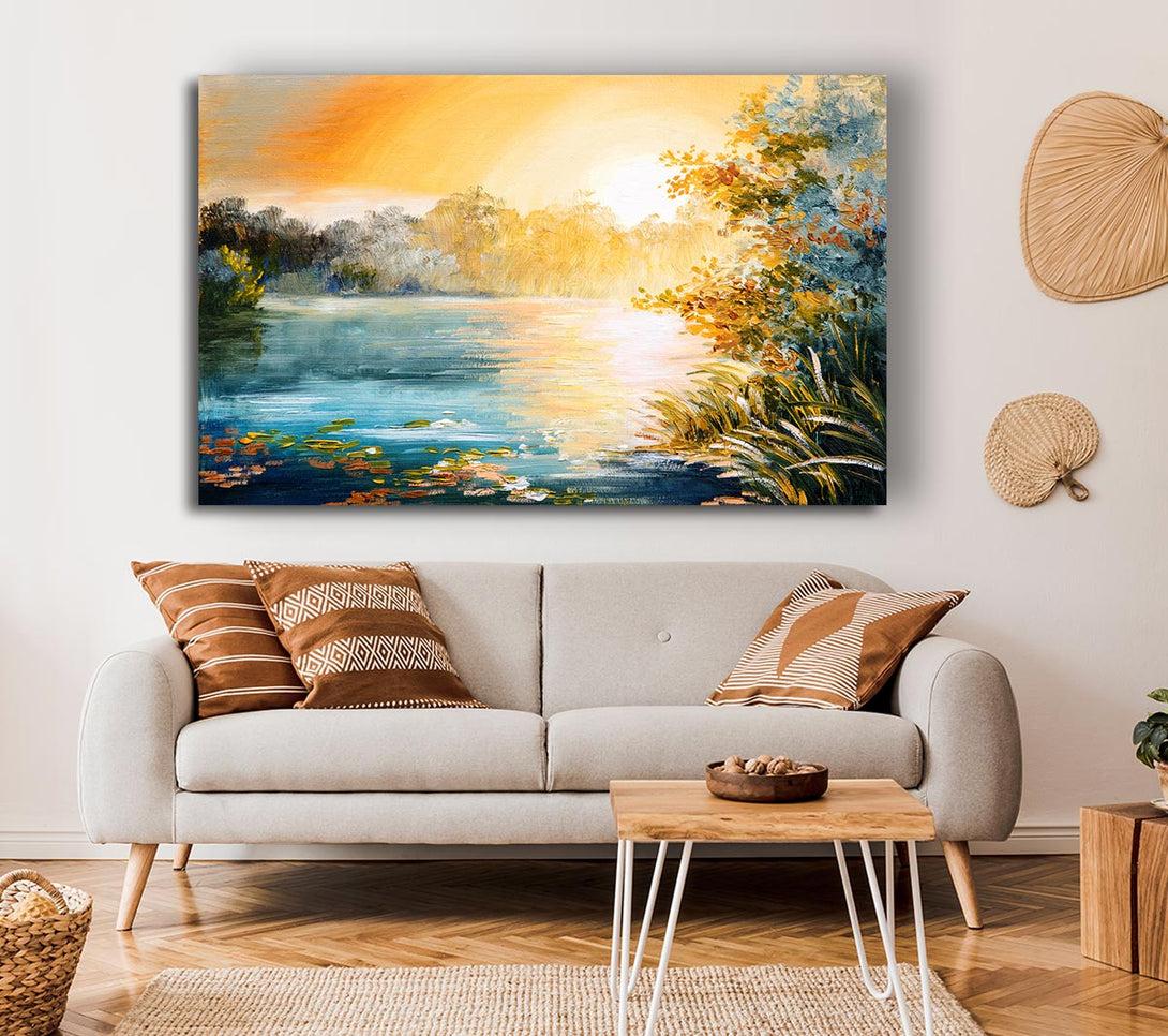  A Canvas Print of Sunset Water Glow Canvas Art
