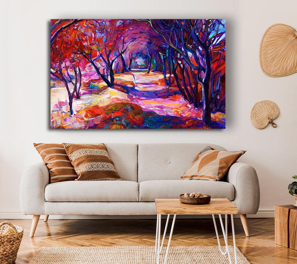 Picture of Red Forest Walk Canvas Print Wall Art
