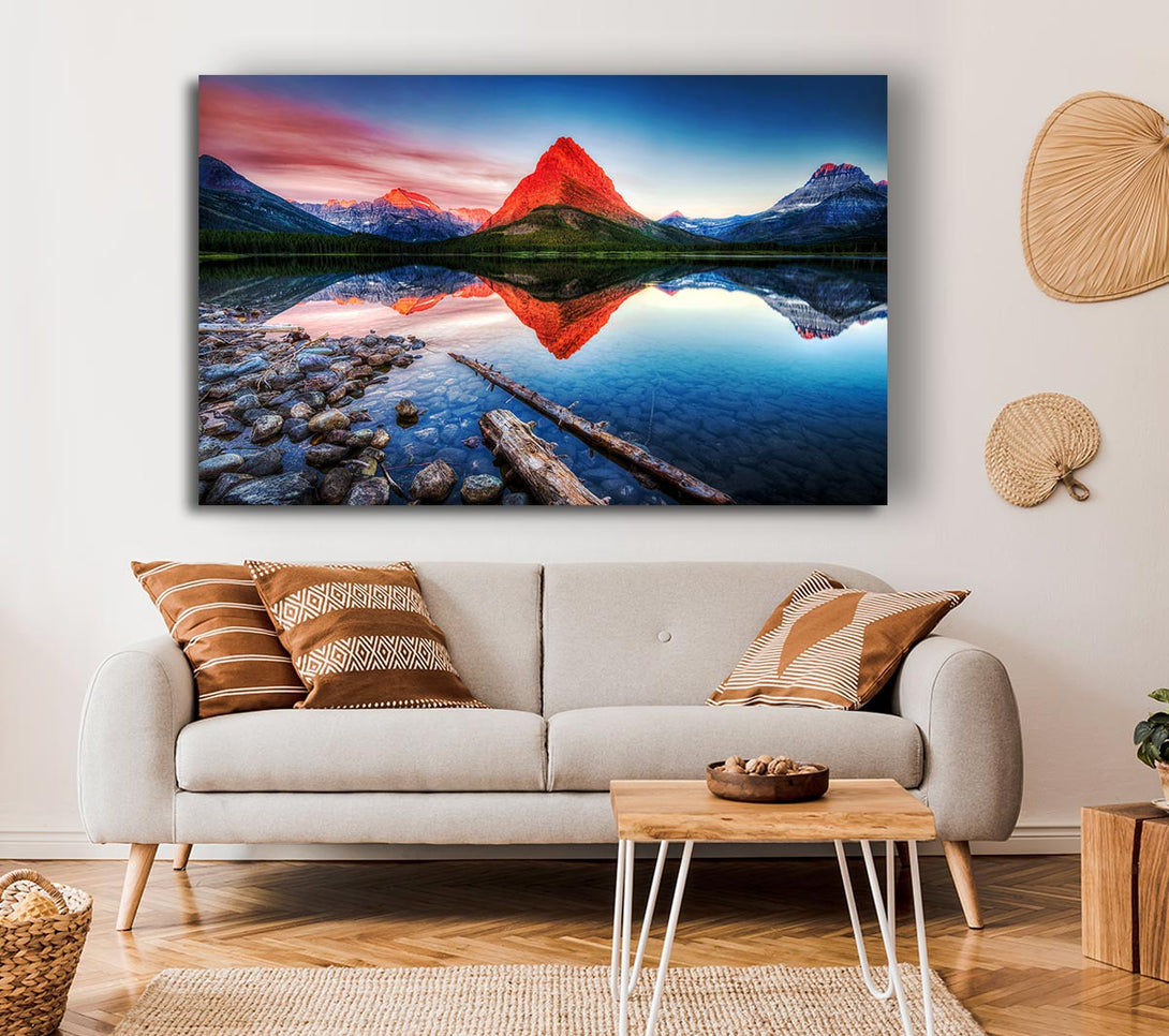  A Canvas Print of Reflections Of the Mountain Peak Lake Canvas Art
