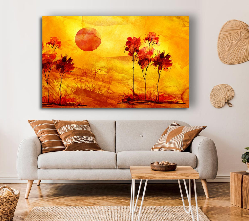 Picture of Red Tree Sun Canvas Print Wall Art