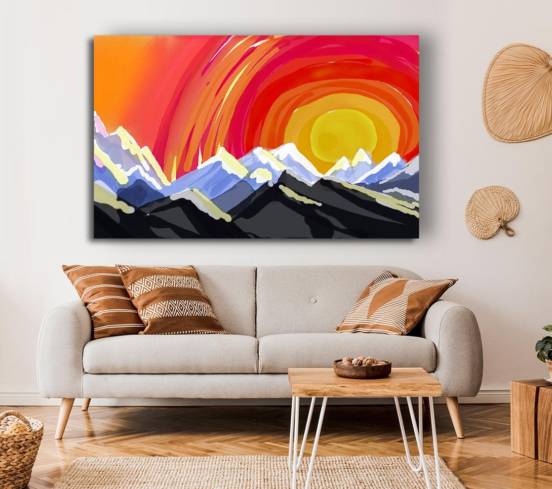 Picture of Mountain Peak Sun Canvas Print Wall Art