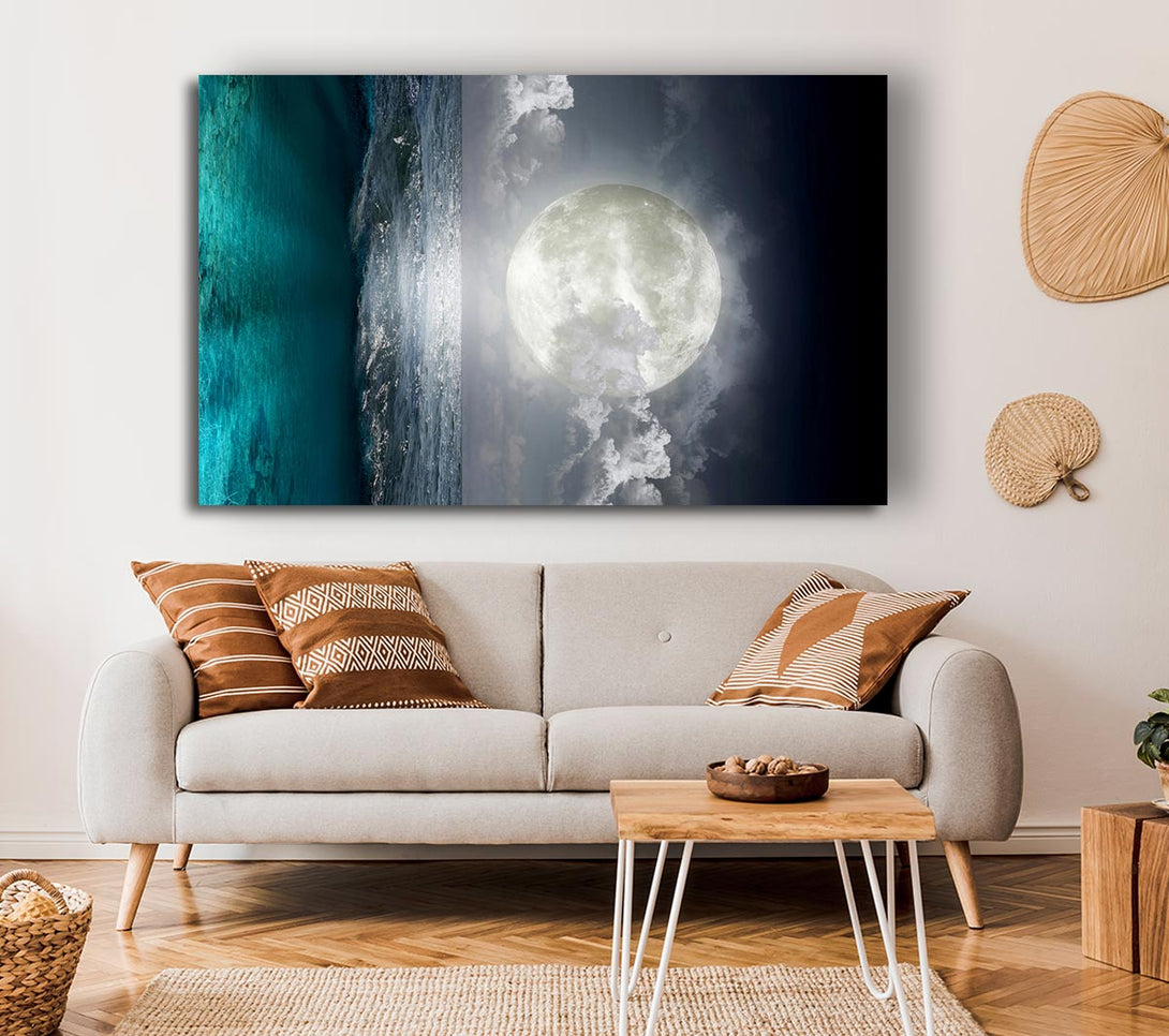 Picture of Perfect Moon Ocean Canvas Print Wall Art