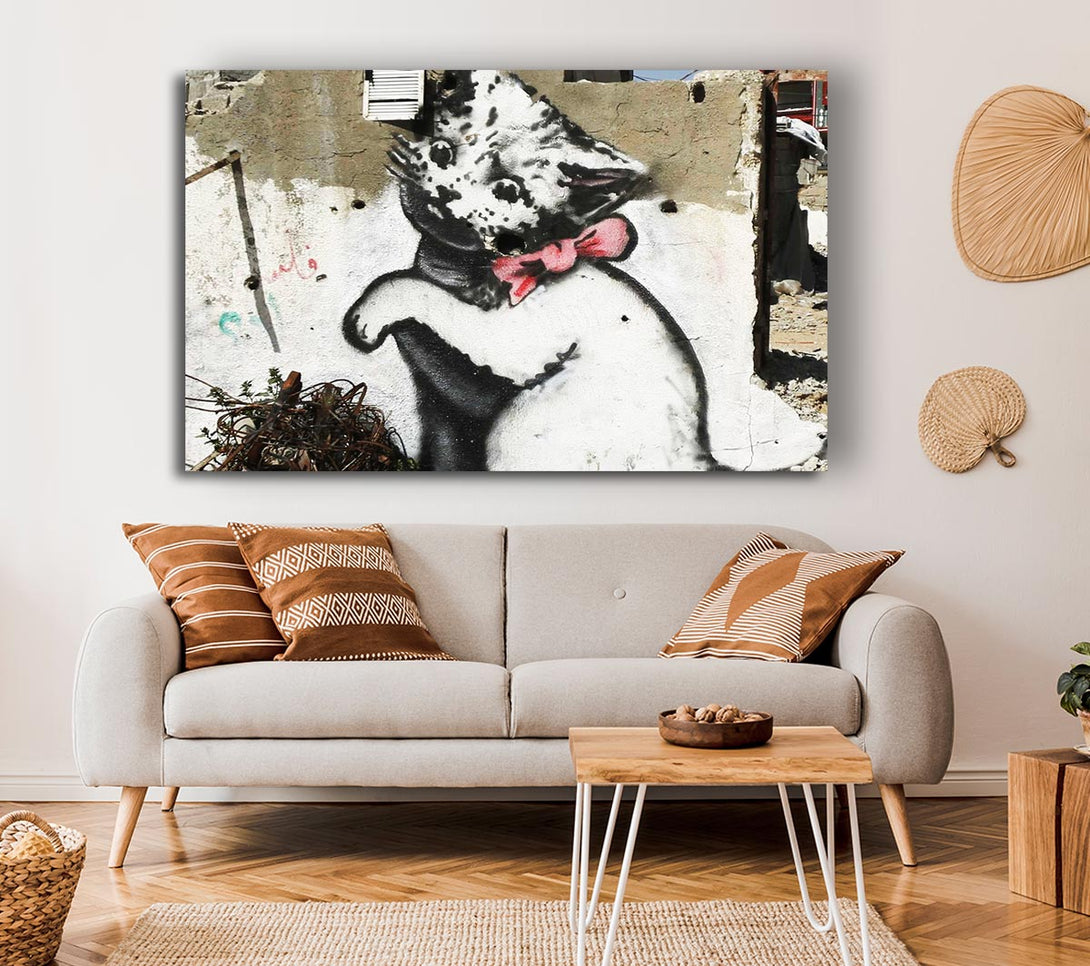 Picture of Cat Pink Bow Canvas Print Wall Art
