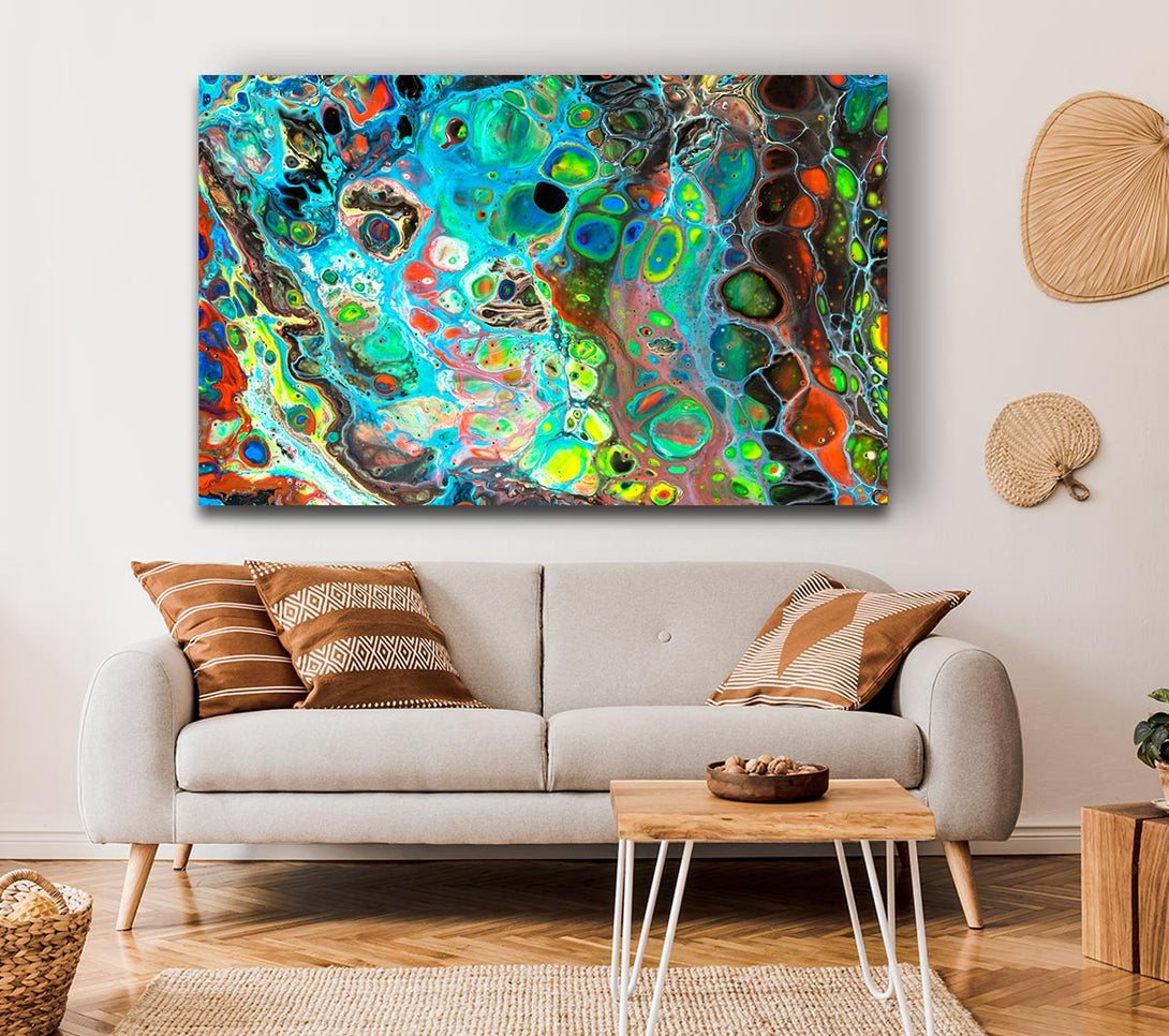  A Canvas Print of Neon Splash oil paints Canvas Art