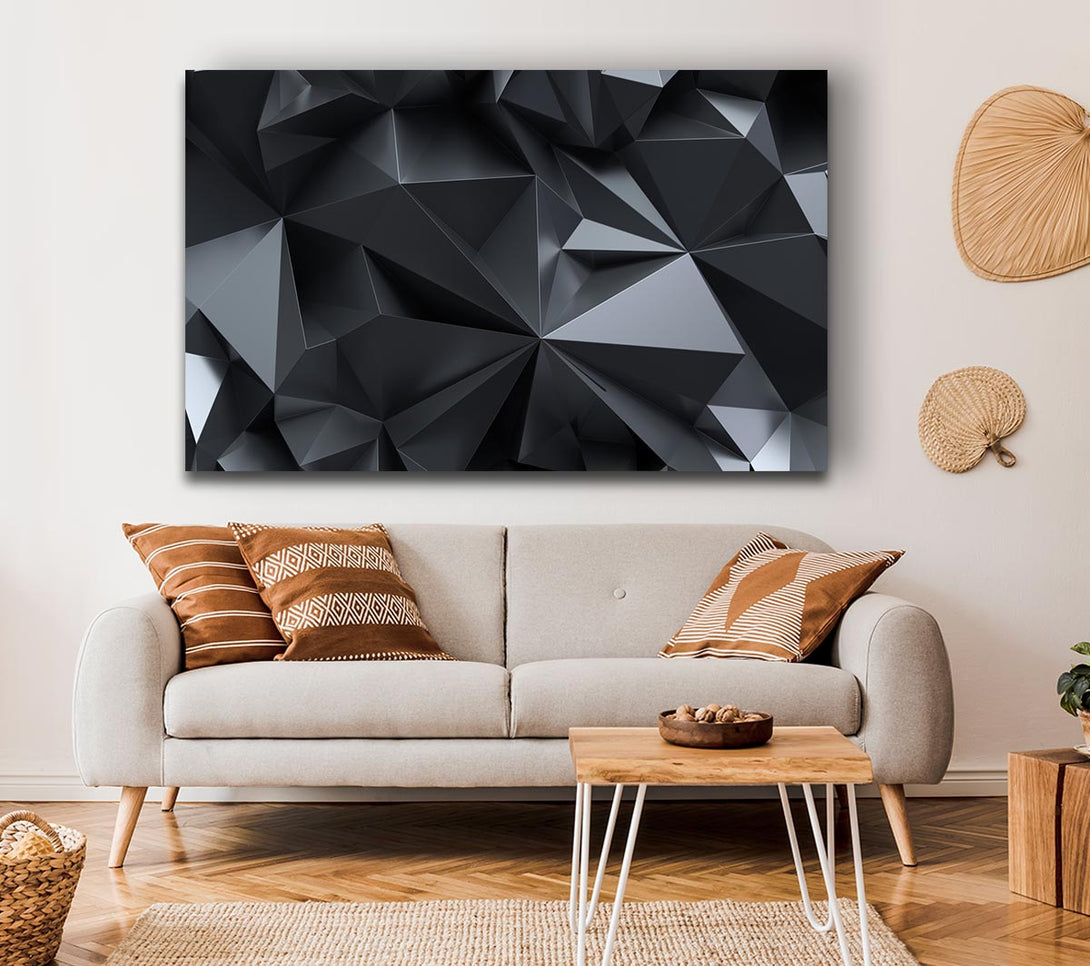 Picture of Grey triangles close up isometric Canvas Print Wall Art