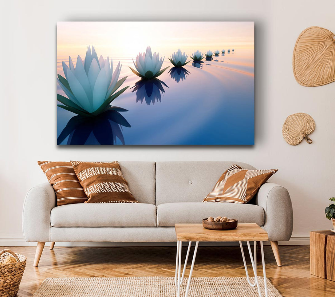 Picture of Waterlillies lined up Canvas Print Wall Art