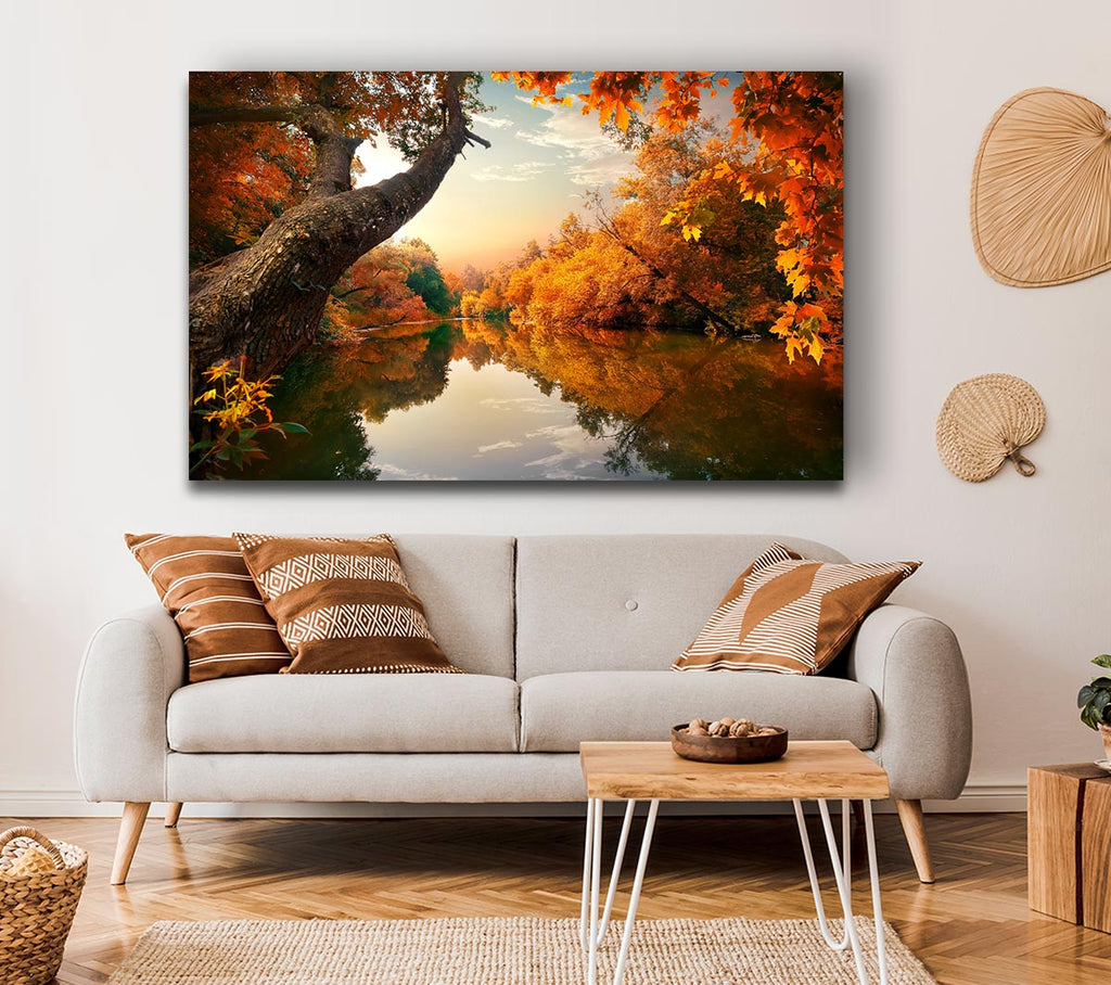 Picture of Perfect Autumn lake Canvas Print Wall Art