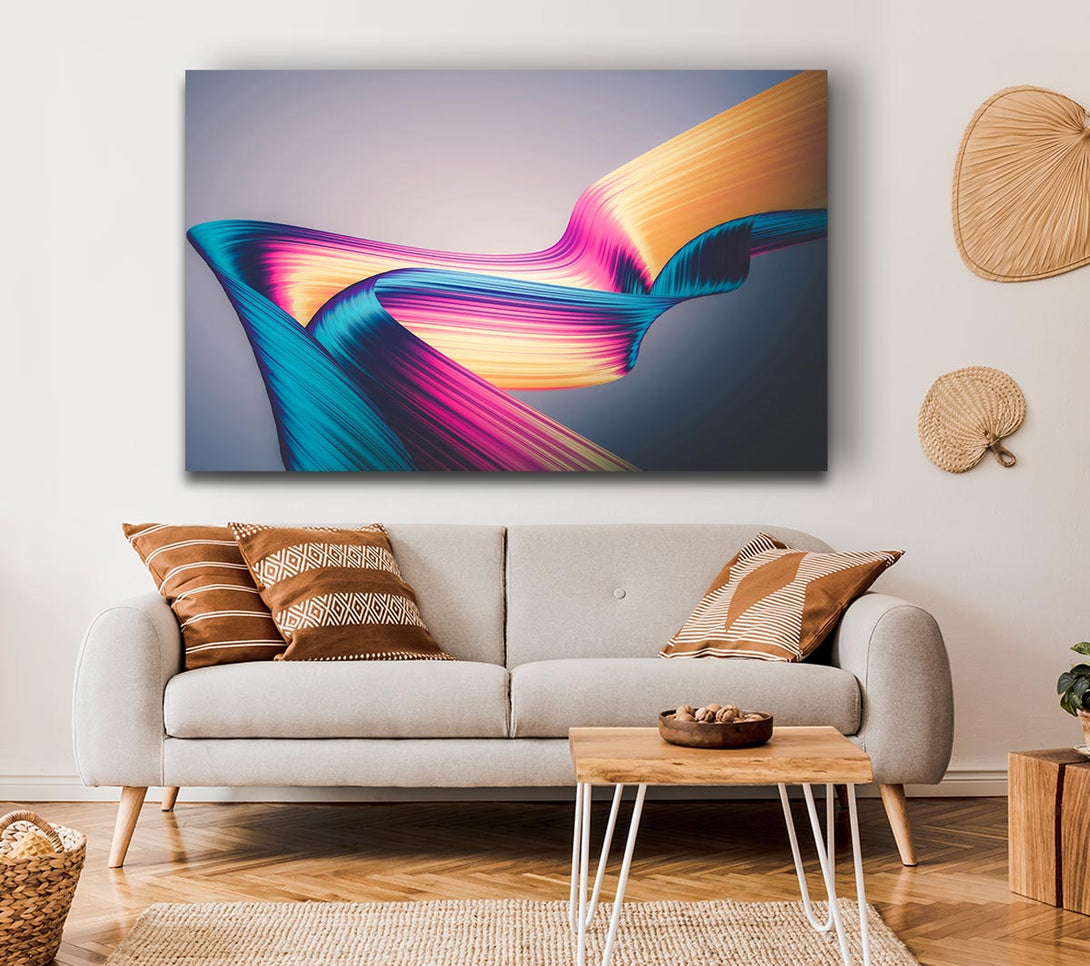 Picture of Coloured Ribbon flow Canvas Print Wall Art