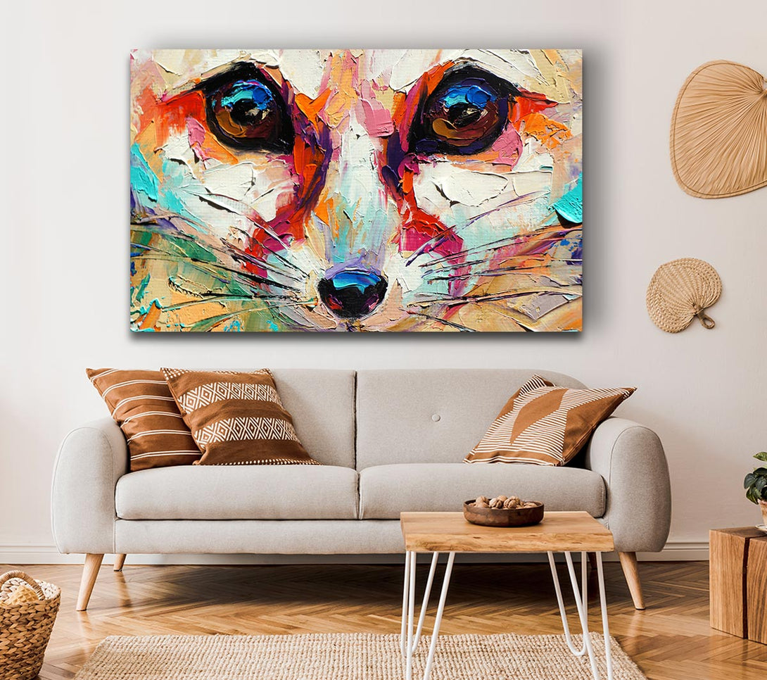 Picture of Close Up Fox Painting Canvas Print Wall Art
