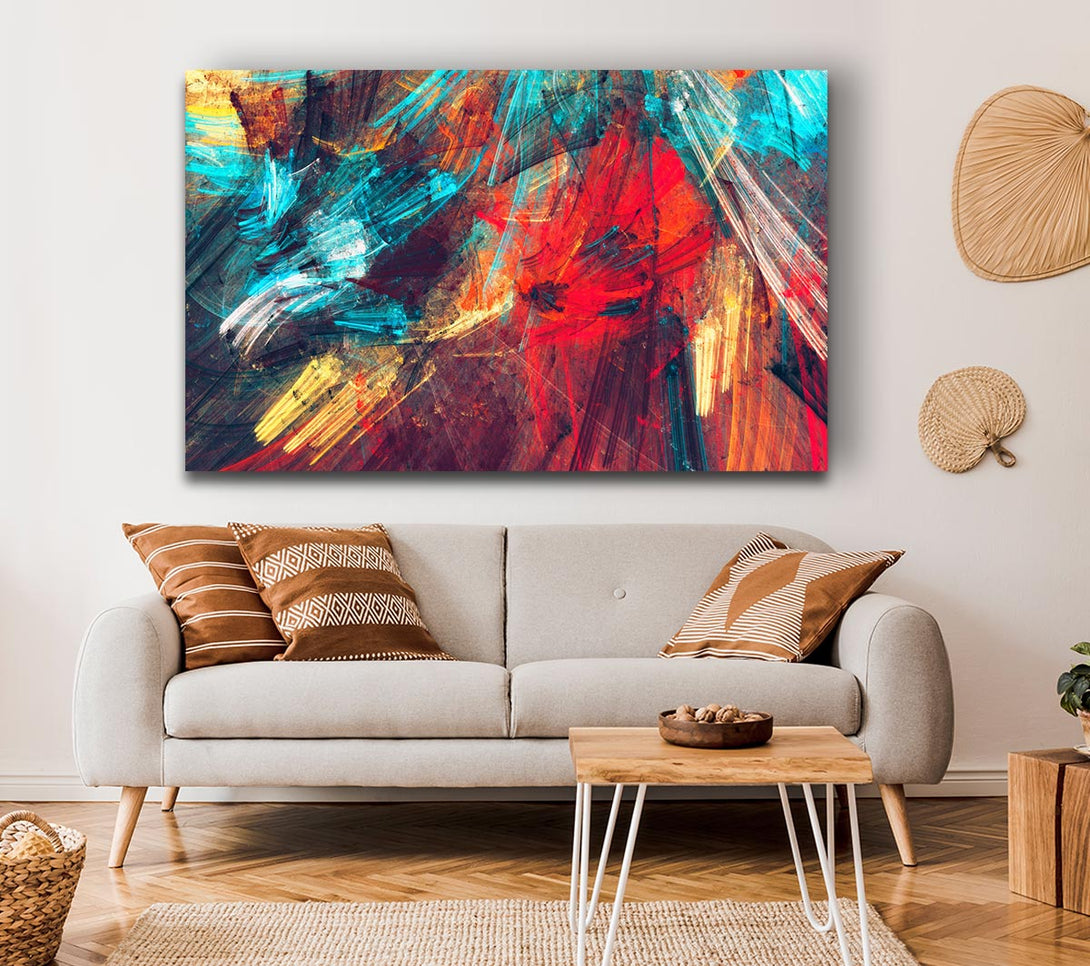 Picture of Coloured lines of distortion Canvas Print Wall Art