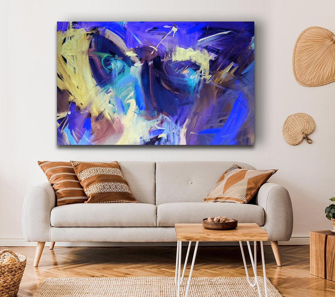 Picture of Harsh Pastel strokes of blue and yellow Canvas Print Wall Art