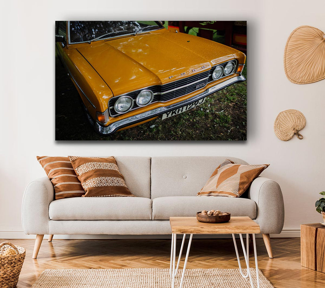 Picture of Mean yellow classic car Canvas Print Wall Art