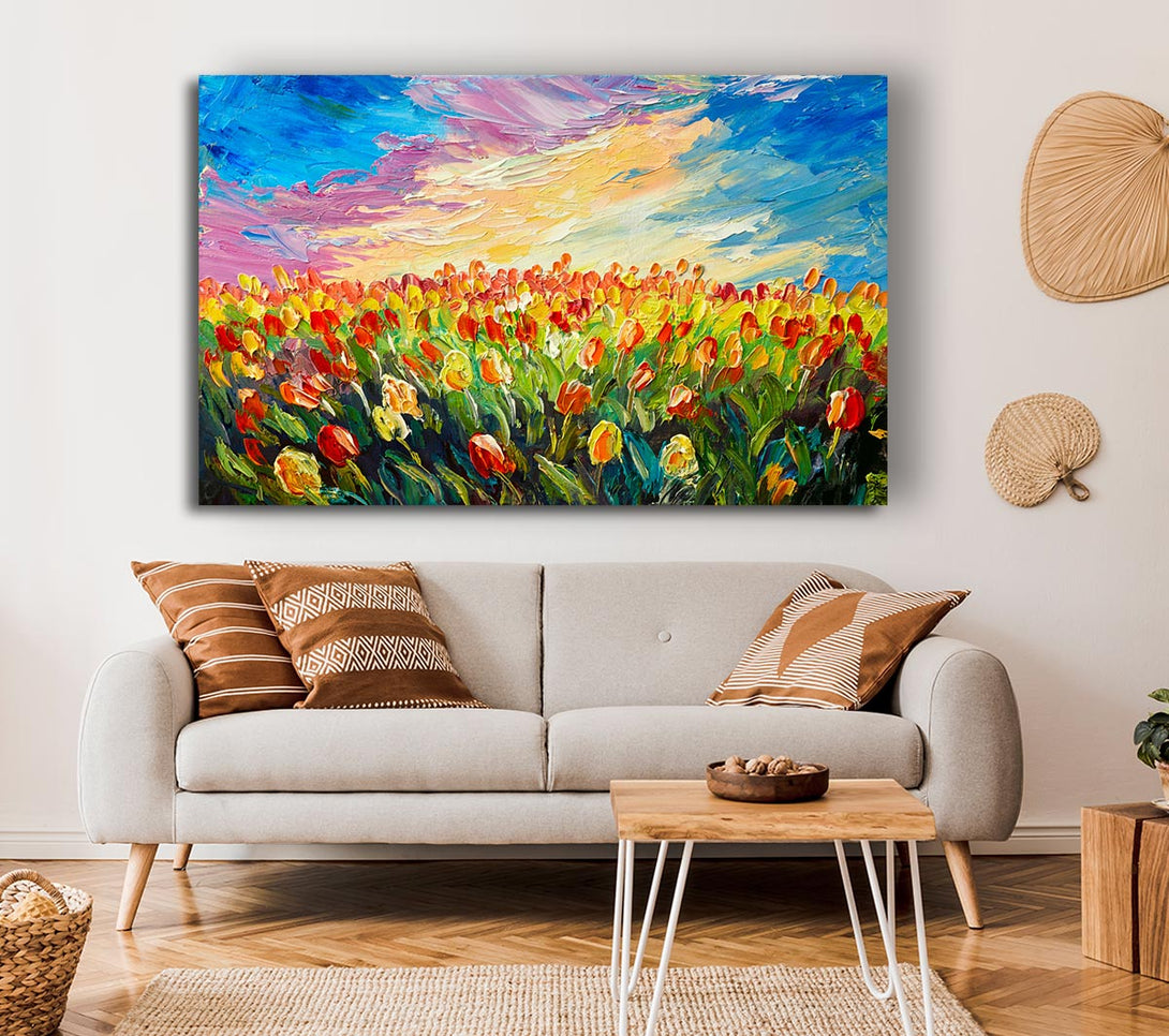  A Canvas Print of Field Of Stunning Tulips Canvas Print