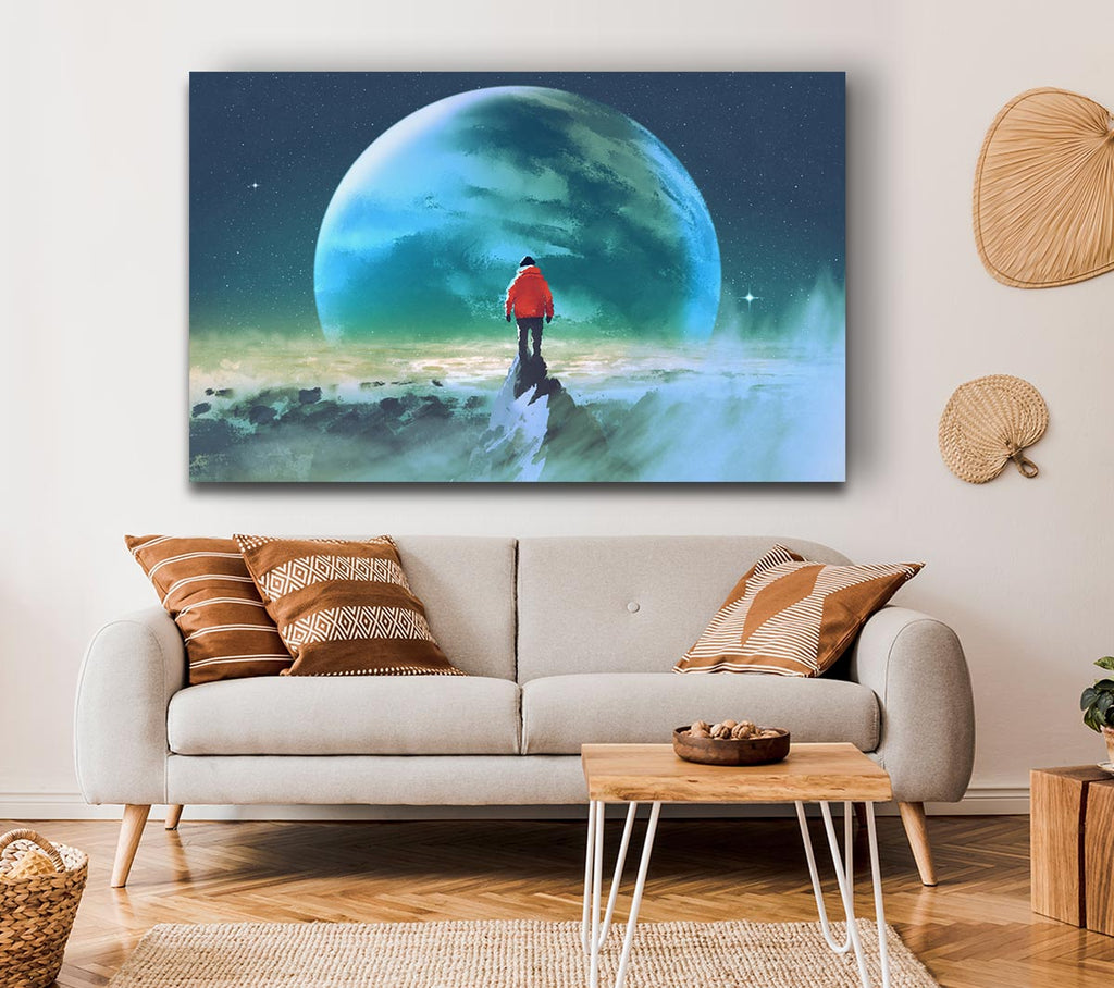 Picture of Staring At The Moon Watercolour Canvas Print Wall Art